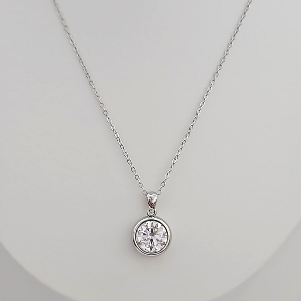 3ct Bezel Moissanite Necklace